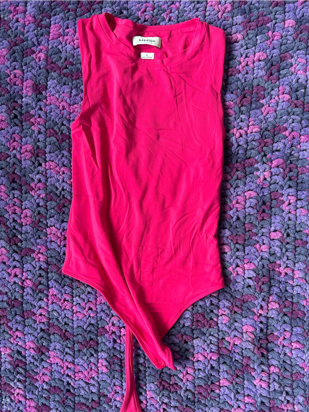 Babaton Aritzia Vibrant Fuchsia One-Shoulder Top